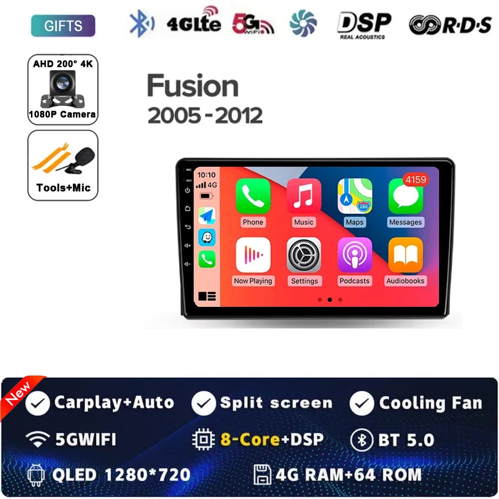 For Ford Fusion 1 2005 - 2012 Android 14 Carplay Auto Car Radio Multimedia Video Player Navigation GPS  No 2Din 2 Din DVD DSP 4G