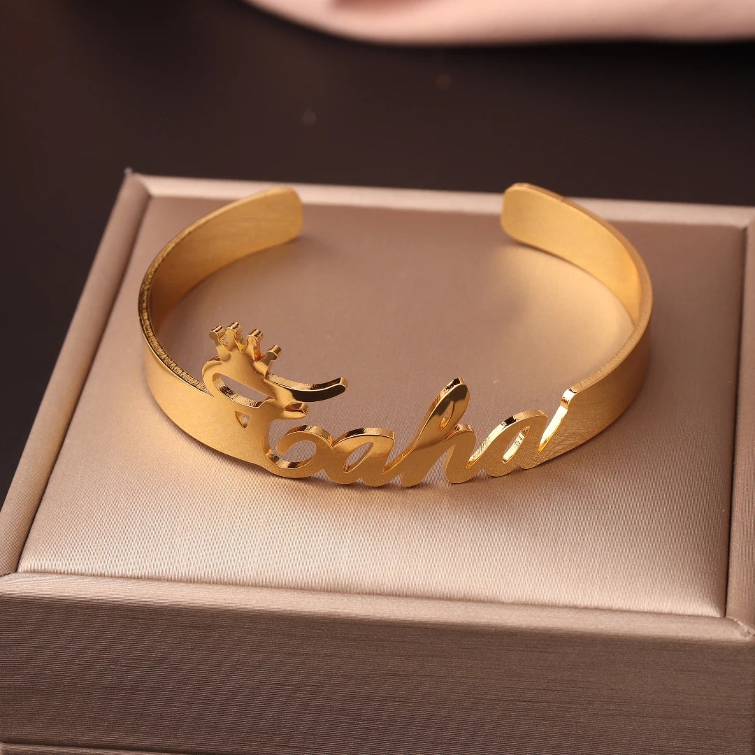 Custom Name Bangle for Women Stainles Steel Open Bracelets Girl Jewelry Personalised Double Name Couple Bracelet Christmas Gifts