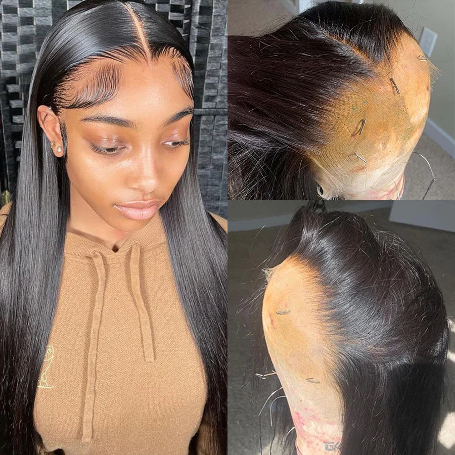 250 Density 13x6 HD Lace Frontal Wig Invisible Real HD Lace 13x4 Full Frontal Lace Wig Straight Pre Plucked Virgin Human Hair