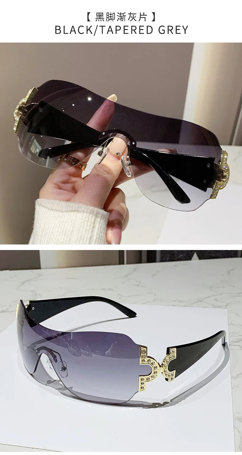 New Women Fashion Y2k Sunglasses Women's Vintage Integrated Surround Sun Glasses Lady UV Protective Eyewear UV400 Oculos De Sol