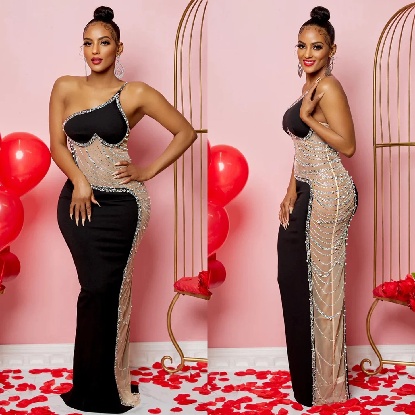 Sexy Summer Women Clothing Mesh Transparent Strap Long Dress One-piece Chic Style Mid-waist Length