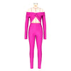 Leosoxs Women Hollow Out Sexy Party Clubwear Long Sleeve Jumpsuits 2024 Winter Autumn Slash Neck Crop One Piece Suit Rompers