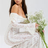 Mozision Floral Lace Off-shoulder Maxi Dress For Women White Strapless Backless Long Sleeve Bodycon Club Party Sexy Long Dress