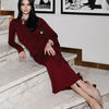 Tossy Female Pleated Sexy Maxi Dress Patchwork Twist Slim Long Sleeve Solid Y2k Autumn Streetwear Dress Women's Bodycon Dress