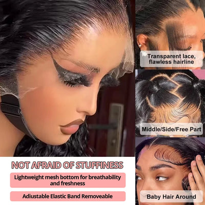 Snwprin 360 HD Full Lace Curly Human Hair Wigs Preplucked 13x6 Lace Frontal Wig Deep Wave Glueless Human Hair Ready To Wear 30In