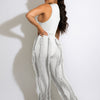 Solid Tank Pants Tassel Two Piece Sets Women Fashion Sleeveless Bodysuits Top Drawstring High Waist Fringed Wide Leg Trousers