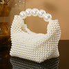 European and American style new beaded handbag Summer women's pearl bag hand woven wrist bag Fashion temperament handbag