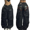 2024 New American Trend Retro Hip-hop Embroidery Pattern Baggy Jeans For Men And Women Y2K Harajuku Gothic Wide Pants Streetwear