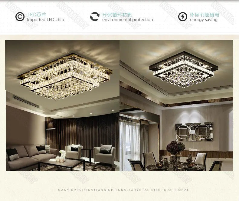 Modern Luxury Crystal LED Chandelier For Living Room Bedroom Dining Room Kitchen Ceiling Lamp Silver Chrome Remote Control Light