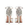 Baotou Hollow High Heel Women's Sandals Pointed Tip Thin Heel One-word Button Rhinestone Wedding Shoes Bridal Shoes