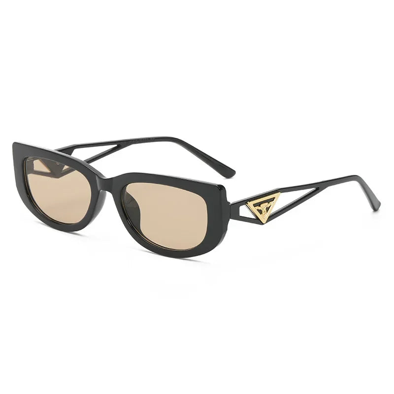 New Small Frame Cat Eye Sunglasses Women Personality Hollow Triangle Sun Glasses Men Trendy Retro Oval Gafas De Sol Mujer