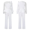Luxury Jumpsuits & Rompers for Women Round Neck Beaded Transparent Sleeve High Waisted Elegant Female Birthday Party Overalls