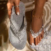 2024 Women Flip Flop Slippers Slides Bling Rhinestone Ladies Shoes Casual Summer Flat Female Crystal Glitter Woman Plus Size 43