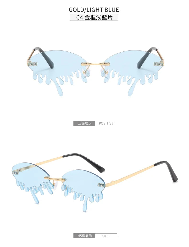New personalised rimless sunglasses male Europe and the United States prom weird trend of irregular tears sunglasses female