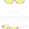 Trendy Diamond Cat Eye Sunglasses Women Luxury Brand Designer Crystal Sexy Cateye Metal Jewel Frame Rhinestone Eyewear Oculos