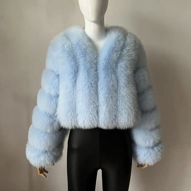 2023 Neuer kurzer Stil Echtfuchspelzmantel Winter Damen Natur Warme Mode Luxus