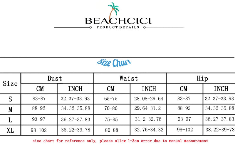 BEACHCICI Women's Bikini One Piece Sexy Hollow Strap Solid Suspender V Neck Lace Up Slim Backless Holiday Beach Swimsuit