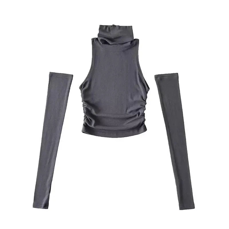 2025 New Spicy Girls Y2k Tops Oversleeve Sexy Turtleneck Tank Top for Women's Slim Fit Short tshirt Skinny Streetwear Crop Top