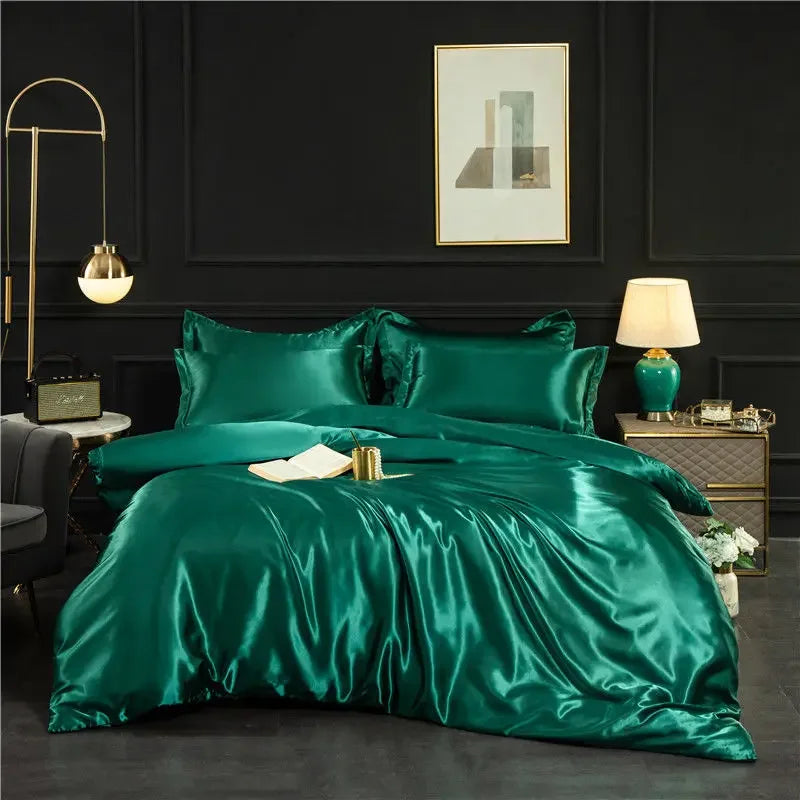 Luxury 100% Silk Bedding Set with Duvet Cover Set Double King Queen Size Bedding Cover Kit 4pcs Bed Cover Bed Linen Sets