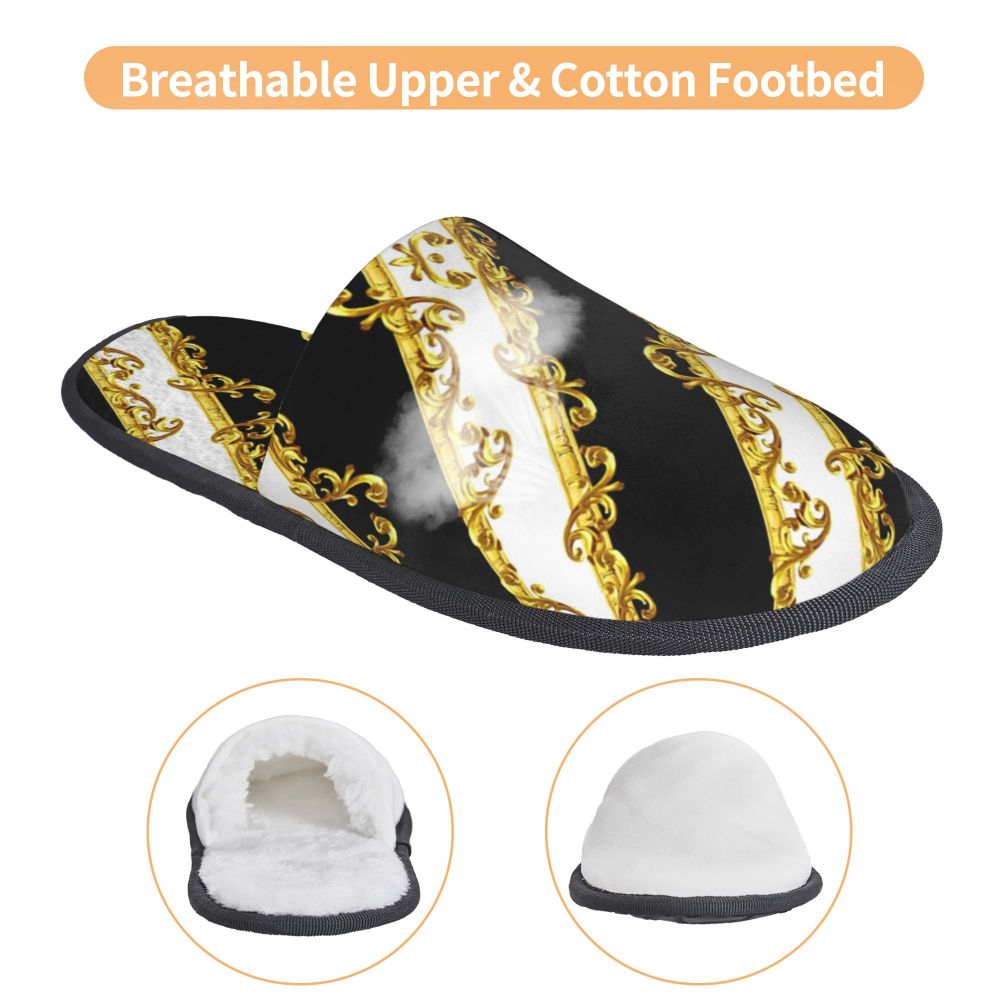 Custom Queen Of Absolutely Everything Gold Baroque Soft Memory Foam House Slippers Women Comfy Warm Anti-skid Sole Slipper