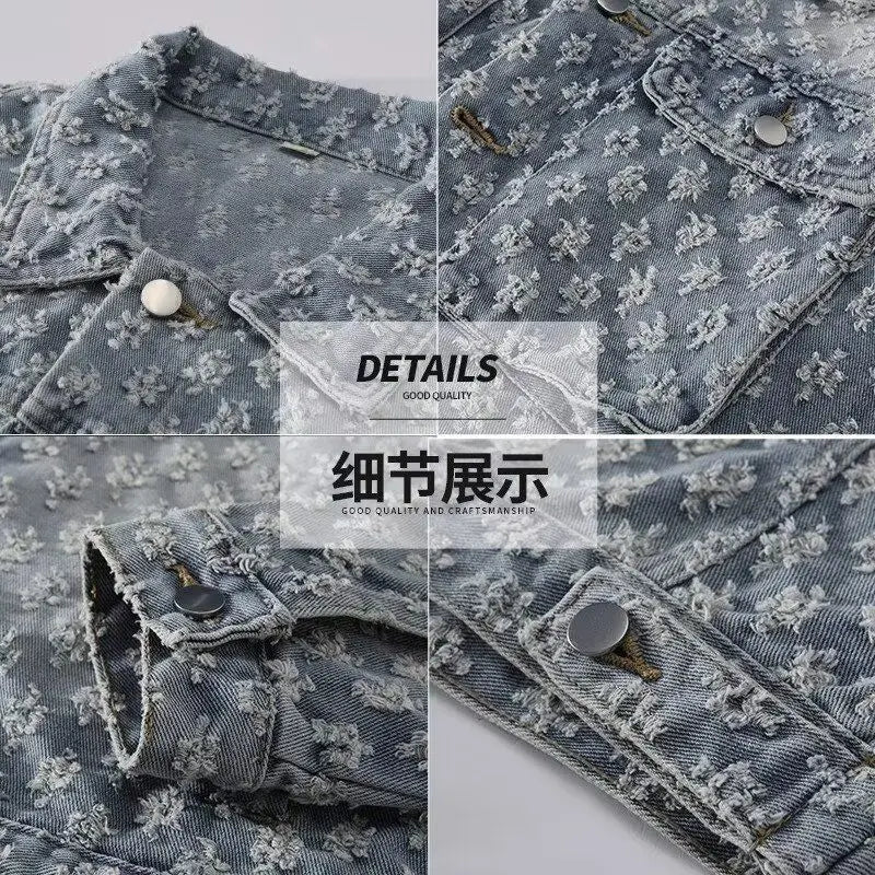 Fashion Stylish Luxury Clothing Loose-fitting Jacket for Casual Cotton Suitable Spring and Autumn Water-washed Jacquard Jacket