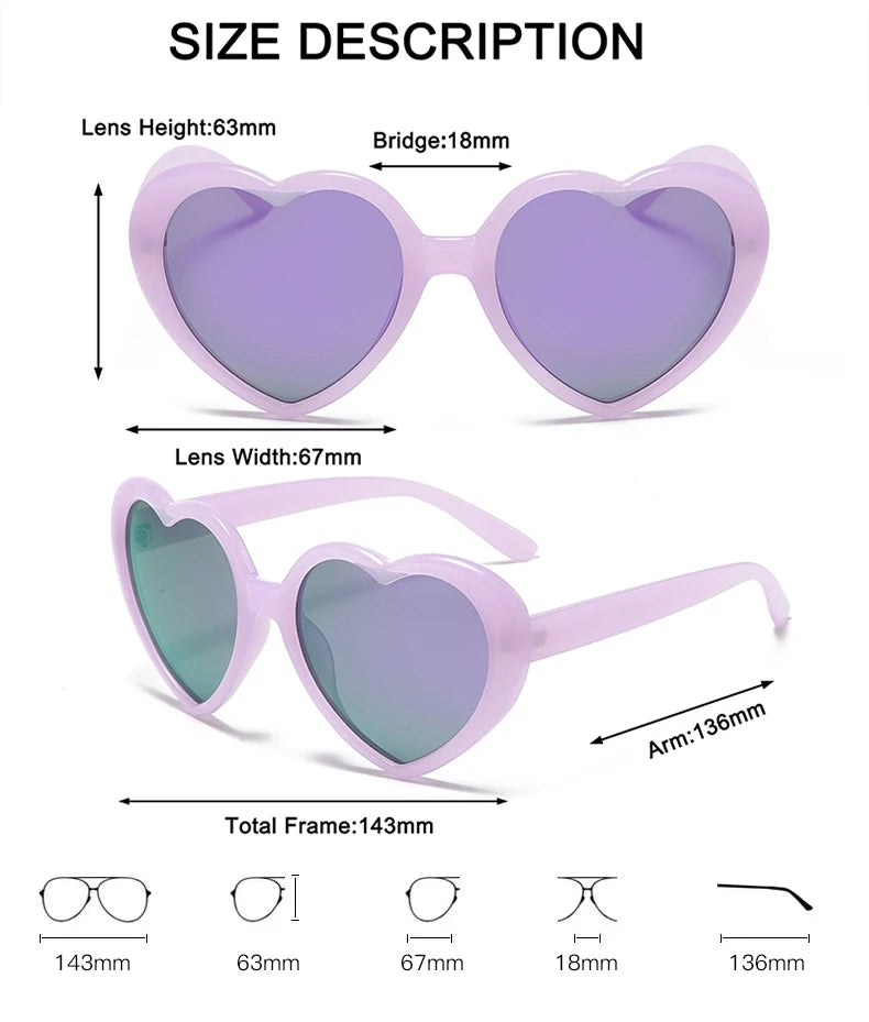 New Love Heart Shaped Polarized Sunglasses Women Fashion Cute Retro Vintage Gradient Sun Glasses UV400 Protection Unisex Eyewear