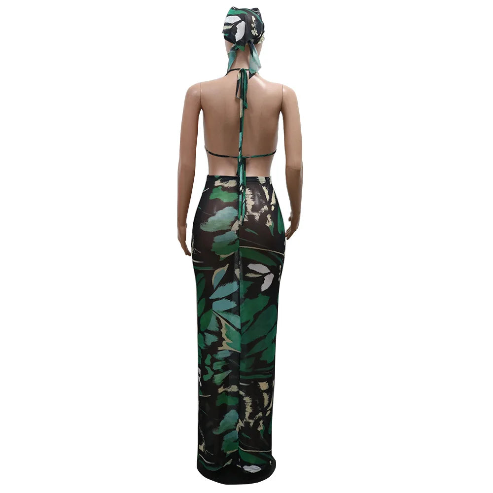Cover Up Skirt Swimsuit Women Strapless Tank Crop Tops And Patchwork Skirt Fashion Pleated Beach Swimwear Bikini 2024 Summer