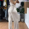Chic Women Suit Y2k Sexy Two Piece Set Summer Sleeveless Slim Vest And Wide-leg Trouser Sets Elegant Solid Pants Women's Outfit