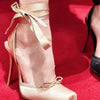 Ladies' New Summer Square Satin High-heeled Sandals with Ankle Straps, Fashionable Party and Banquet Ballet High-heeled Shoes