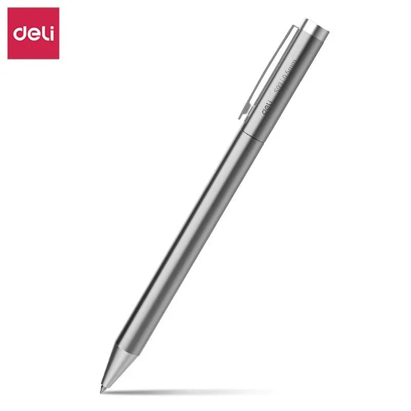 DELI Metal Sign Pen 0.5mm Gel Ink Pens Golden Silver Color Metallic Writing Pen Office Supplies
