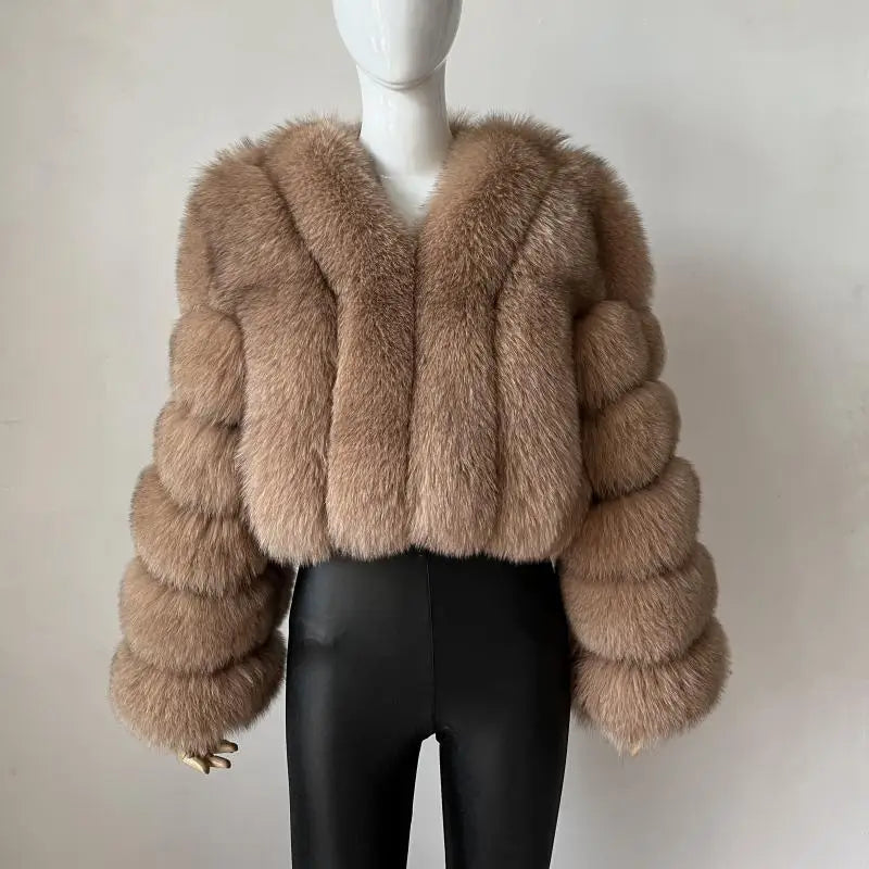 2023 Neuer kurzer Stil Echtfuchspelzmantel Winter Damen Natur Warme Mode Luxus