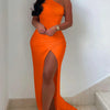 Summer Elegant Solid Dress High Split Thigh Ruched Maxi Floor Dress White Sexy Corset Asymmetric Party Robes Female