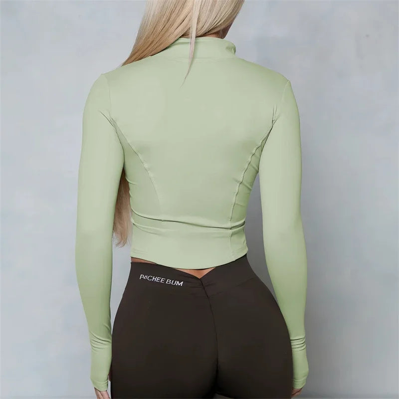 Women BUM New Sculpting Jacket Running Elasticity Yoga Jacket Slim Top Coat Women's Sports Jacket Gym Long Sleeves Women Zipper