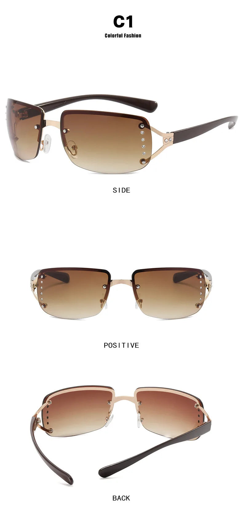 New Frameless Decorative Diamond Sunglasses Women's Design Brand Luxury Sun Glasses Outdoor Leisure Eyewear UV400 Gafas De Sol