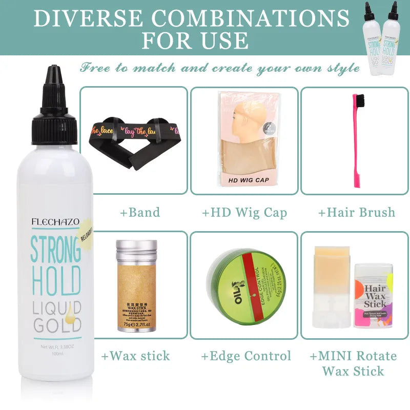 Clear Liquid Gold Lace Wig Glue For Bald Cap Beginner Friendly Strong Hold Lace Adhesive Gel Hair Bond And Wig Cap Easy To Apply