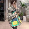 2023 European Station Winter New Down Jacket Women's Warm Fashion Short Color Patchwork Graffiti thick White Duck Down Coa