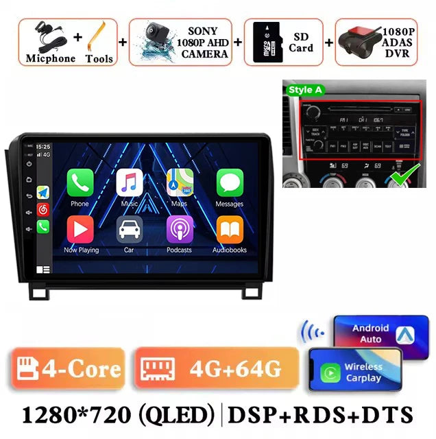 Android 14 For Toyota Tundra XK50 2007 - 2013 Sequoia XK60 2008 - 2017 Car Radio Multimedia Video Player Navigation Screen Auto