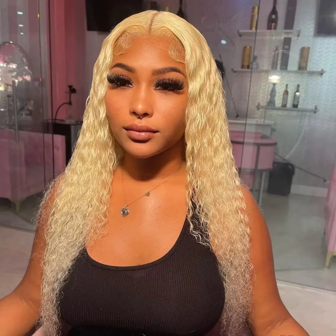 Deep Wave 13x6 HD Lace Frontal Human Hair Wig 30 40 Inch Curly 613 Honey Blonde Water Wave 13x4 Lace Front Wigs For Women 250%
