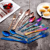 Golden Stainless Steel Cutlery Set Royal European Spoon Fork Complete Tableware Retro Design Dishwasher Safe Elegant Flatware