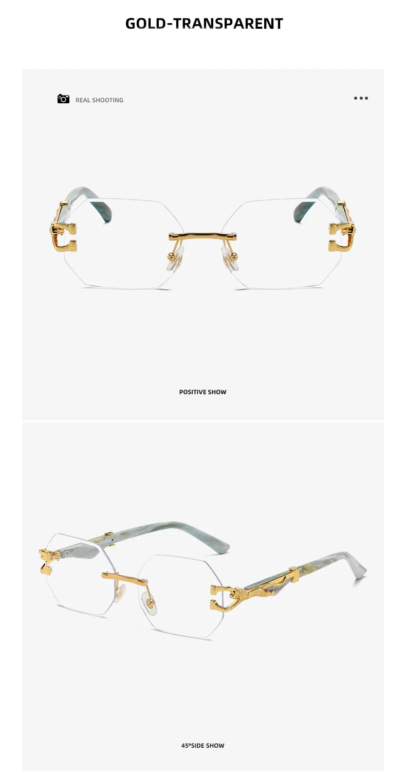 Small Frame Hexagon Rimless Sunglasses Men Retro Frameless Sun Glasses for Women 2024 Luxury Brand Square Eyewear UV400 Shades