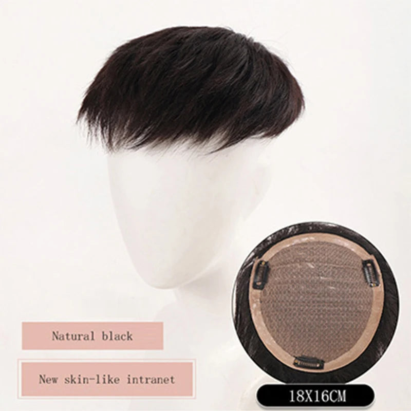 Short wigs for men's male black wig synthetic natural hair for young man balding sparse hair crew cut hair style PAGEUP