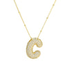 Cubic Zirconia Gold Plated  Bubble Alphabet Letter Necklace Monogram Necklace Balloon Initial Necklace Gifts for Women Girls