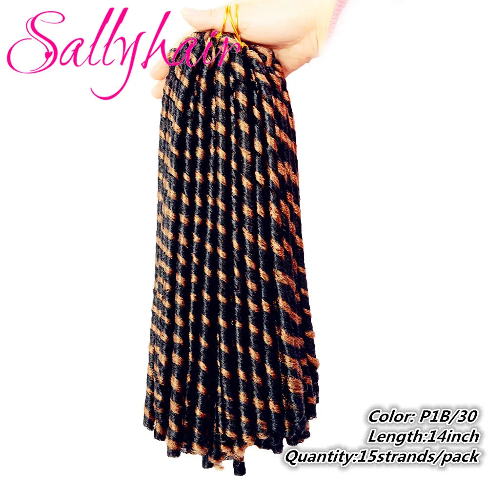 Sallyhair Synthetic Faux Locs 14inch 70g/pack Crochet Braiding Hair Extensions Afro Hairstyles Soft Dreadlock Crochet Braids