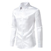 Men's Black Satin Luxury Dress Shirts Fashion Silk Smooth Tuxedo Shirt Solid Wedding Party Prom Casual Shirt Business Office