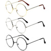 New Metal Frame Glasses Clear Round Lens Eye Glasses for Women Men Large Oversized Eyeware Harajuku Decorative Glasses Gifts