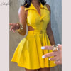 Women Stylish Short Skrits Buttoned Formal Outwear Ladies' Sleeveless V-Neck Dress Party Evening Dresses Women's New Clothing