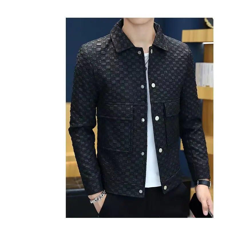 Men Jacket Fashion loose lapel-up Spring Autumn retro men Coat Casual Cargo jacket Solid Color Loose male Outerwear