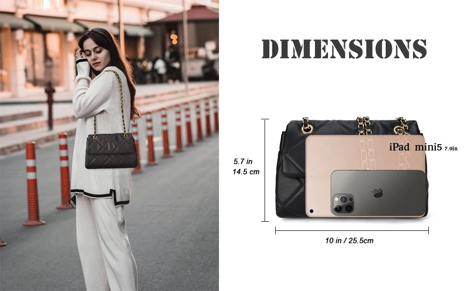 Mobile Phone Shoulder Bag Women's Quilted Handbag Crossbody Bags Vegan Leather Shoulder Bag with Card Slot Adjustable Removable