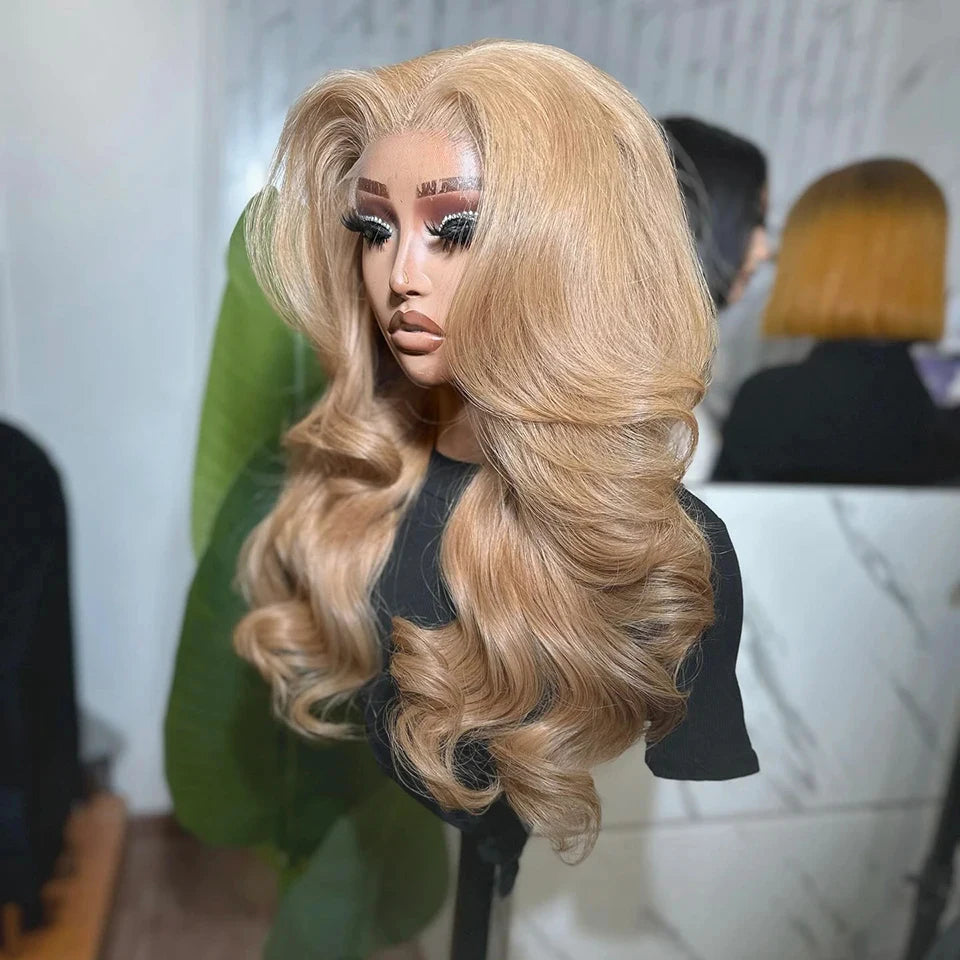 Synthetic Lace Front Wigs Ash Blonde Wavy Wig Soft Synthetic Hair Wig Frontal Lace Wigs Cosplay Daily Use Party Wigs