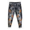 Mens Jeans Embroidered Leg Slimming Trousers Casual Streetwear Versatile Personalized Pencil Pants Men'S Wear 2024 Spring New